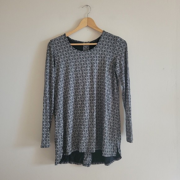 J Jill Wearever Collection Womens Patterned Button Back Tunic Top Size XS Office - Picture 1 of 9